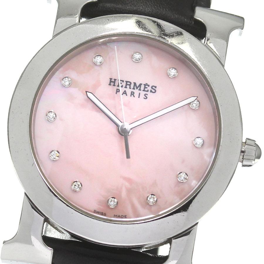 HERMES エルメス HR1.510 Hウォッチ ロンド 12Pダイヤ クォーツ