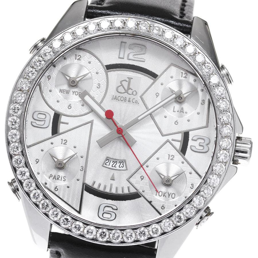 JACOB&CO ジェイコブ 5タイムゾーン ダイヤベゼル 47mm クォーツ  