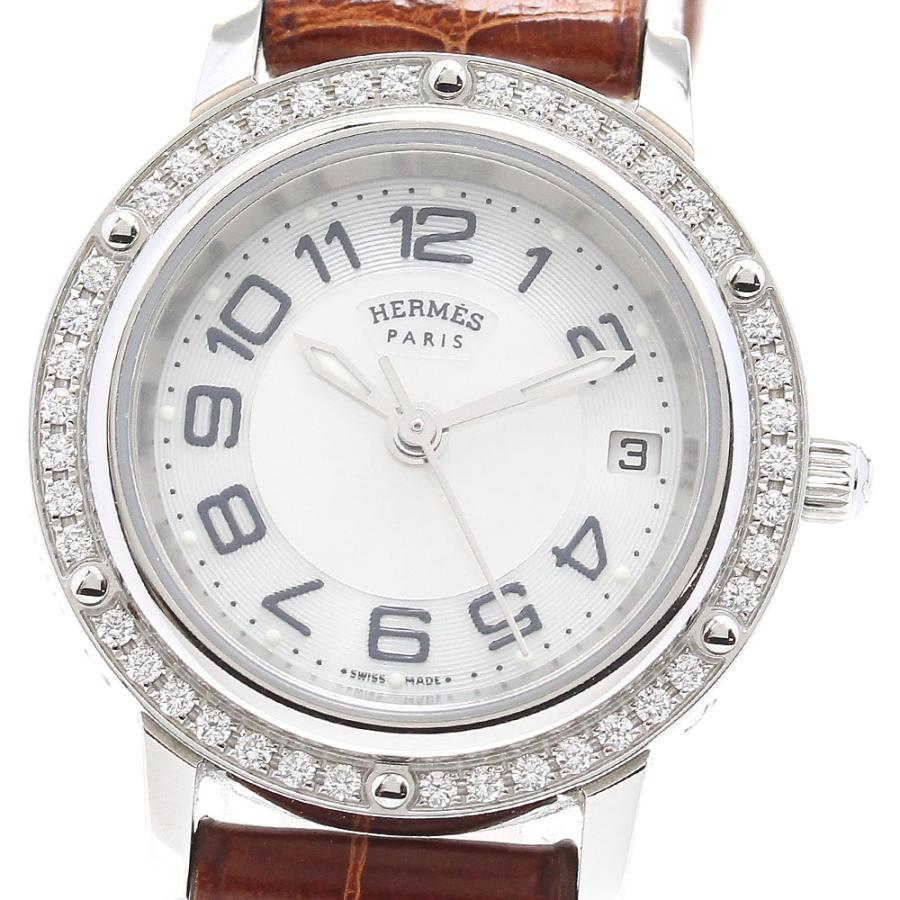 HERMÈS クォーツ腕時計 シルバー クリッパー　ダイヤベゼル　CP1.230 HERMES エルメス CP1.230 クリッパー ダイヤベゼル クォーツ