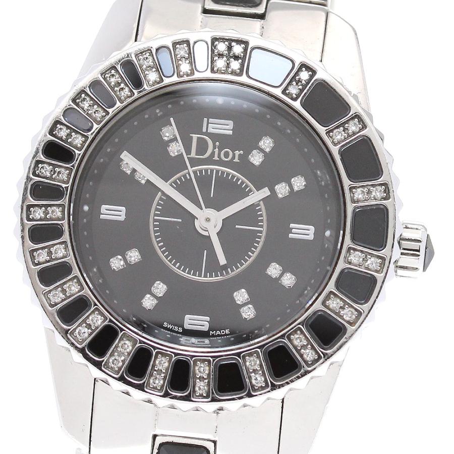 ディオール Dior CD112116 クリスタル ダイヤベゼル クォーツ 