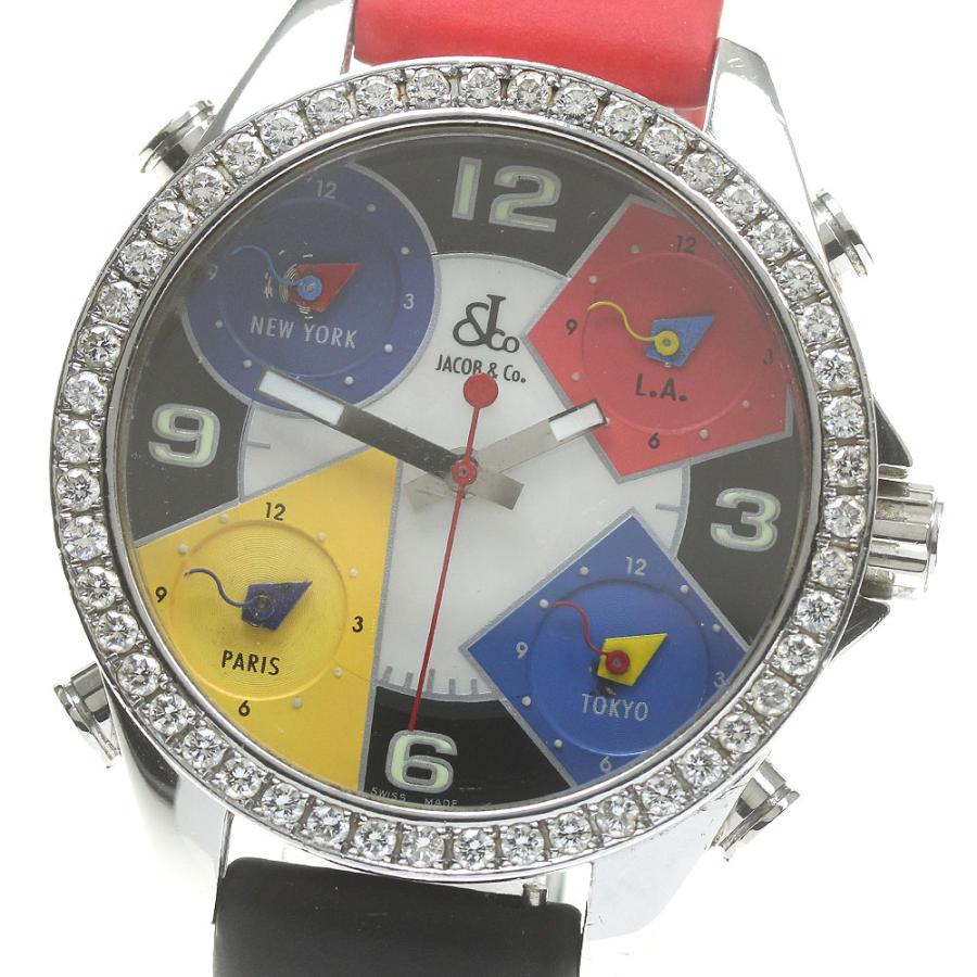 ジェイコブ JACOB&Co. 5タイムゾーン ダイヤベゼル 腕時計 クォーツ JACOB&CO ジェイコブ 5タイムゾーン 40mm ダイヤベゼル クォーツ