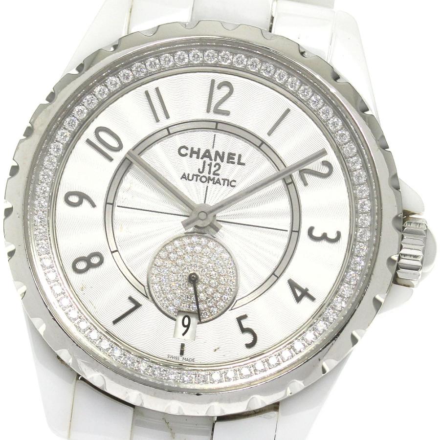 CHANEL(シャネル) 腕時計 J12 H3841 ボーイズ ホワイトセラミック/ダイヤインナーベゼル/パヴェダイヤ 白 CHANEL（シャネル） CHANEL H3841 J12 白セラミック デイト 自動巻き