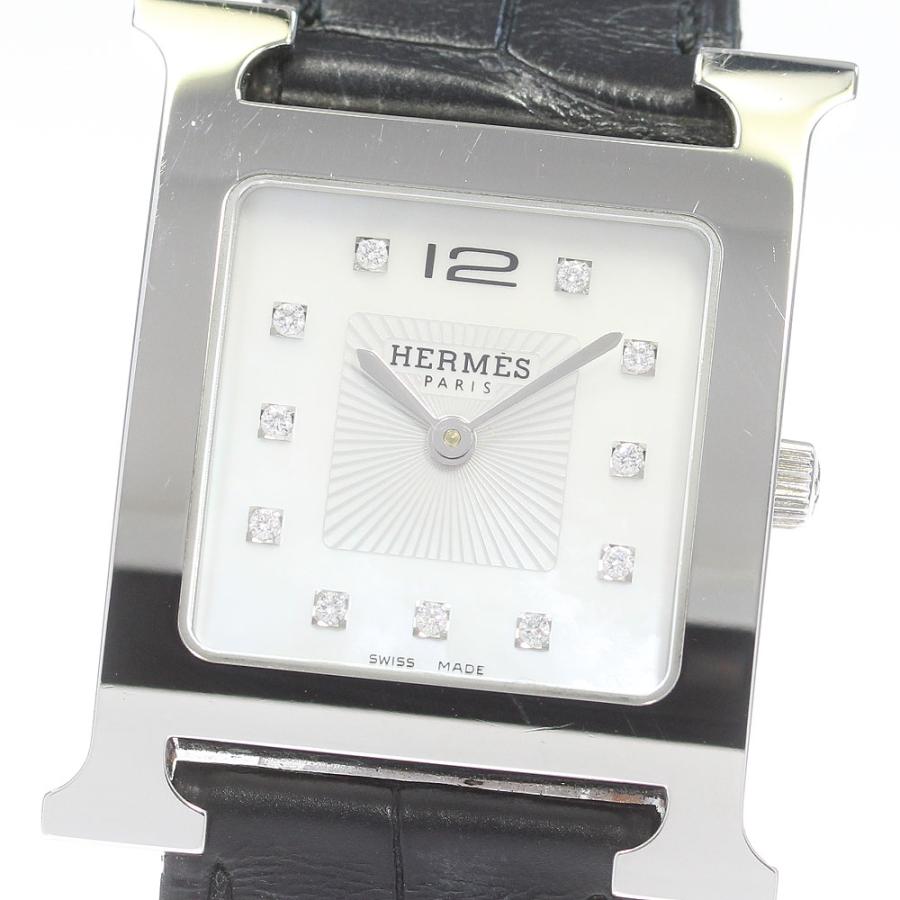 HERMES エルメス HH1.510e Hウォッチ 11Pダイヤ クォーツ レディース  