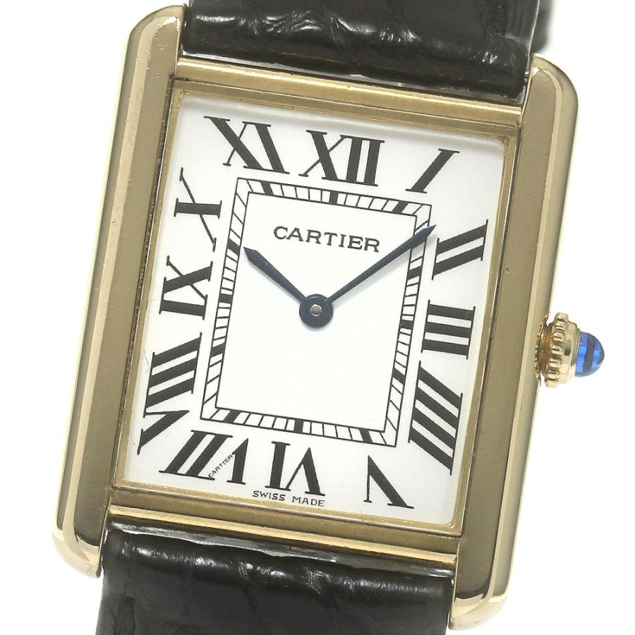 カルティエ CARTIER W1018855 タンクソロ LM K18YG クォーツ メンズ 箱・保証書付き_820578 Cartier（カルティエ） CARTIER W1018855 タンクソロ LM K18YGコンビ