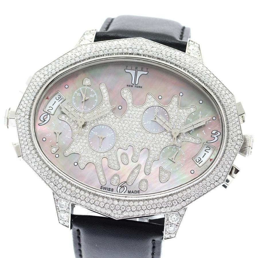 ティレットニューヨーク TIRET NEW YORK セカンドチャンス 2タイム ダイヤベゼル クォーツ メンズ 良品 箱付き_945284 ティレットニューヨーク TIRET NEW YORK セカンドチャンス 2タイム