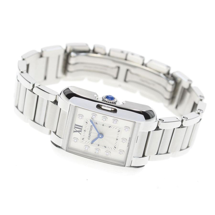 カルティエ CARTIER タンクアングレース W4TA0003 11Pダイヤ クォーツ 腕時計 SS シルバー Cartier（カルティエ） CARTIER W4TA0003 タンクアングレーズ 11P