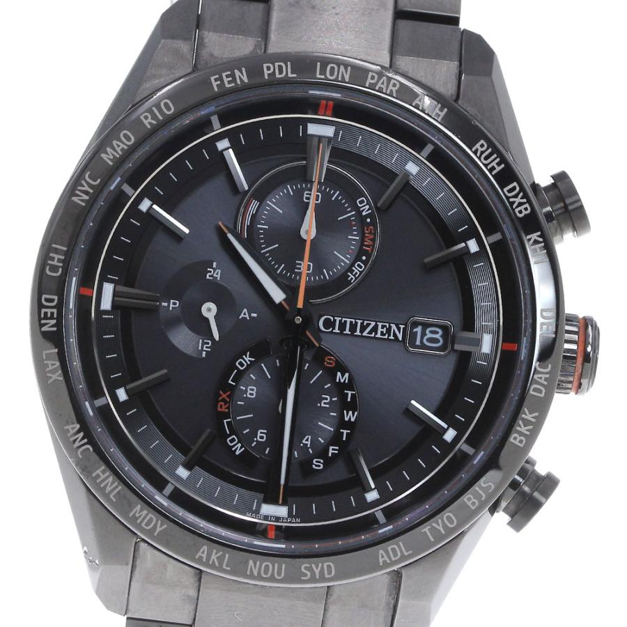 良品動作良_CitizenExceedWorldTime電波_H800チタン CITIZEN（シチズン） CITIZEN H800-T025871/AT8185-62E アテッサ エコ