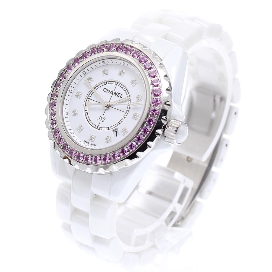 CHANEL シャネル H2010 J12 ピンクサファイアベゼル 白セラミック 12P