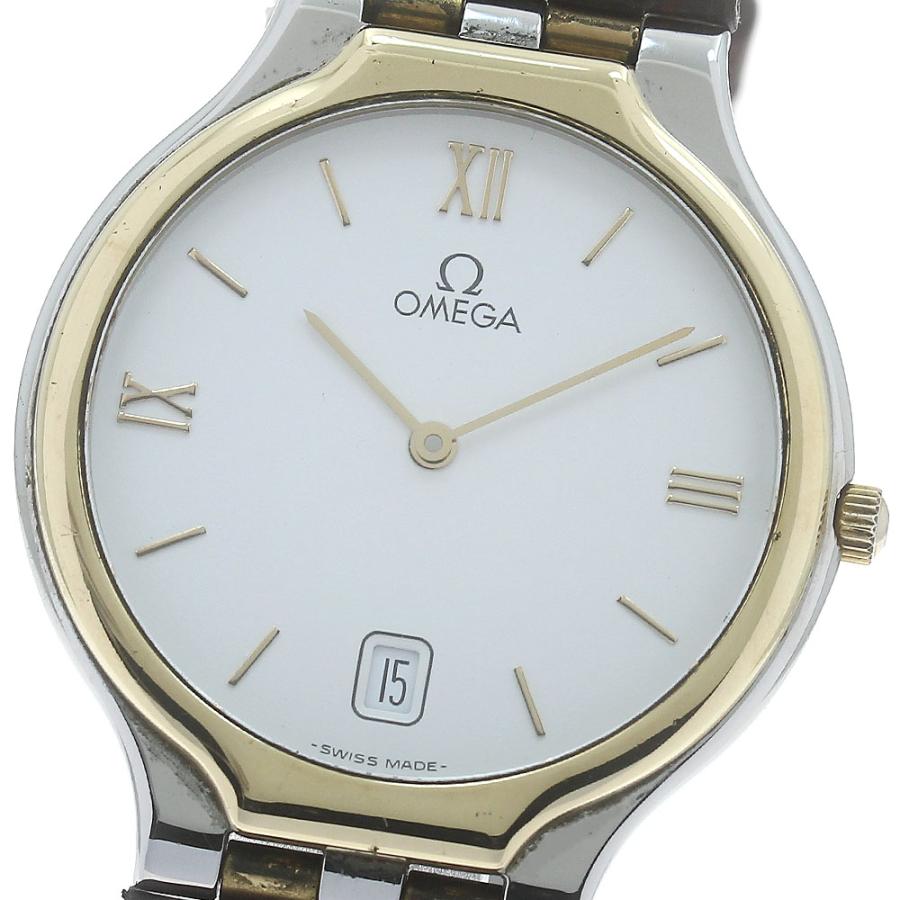 OMEGAオメガデビルクォーツ腕時計デイトYGベゼル