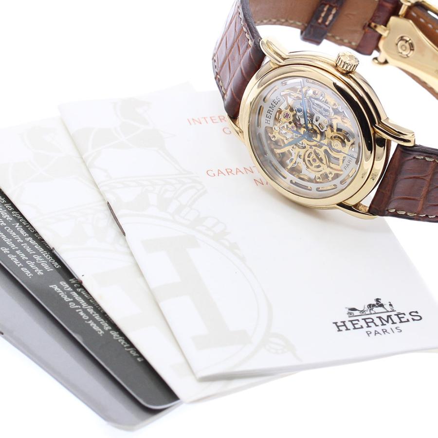 HERMES エルメス ウォッチ セザム スケルトン 時計 SM1.785 腕時計
 K18イエローゴールド K18YG/本革 K18YG/クロコ スケルトン イエローゴールド □D刻印(2000年)刻印 自動巻き スケルトン文字盤 レディース【中古】 トケマー:エルメス セザム YG（イエローゴールド）無垢 SM1.785