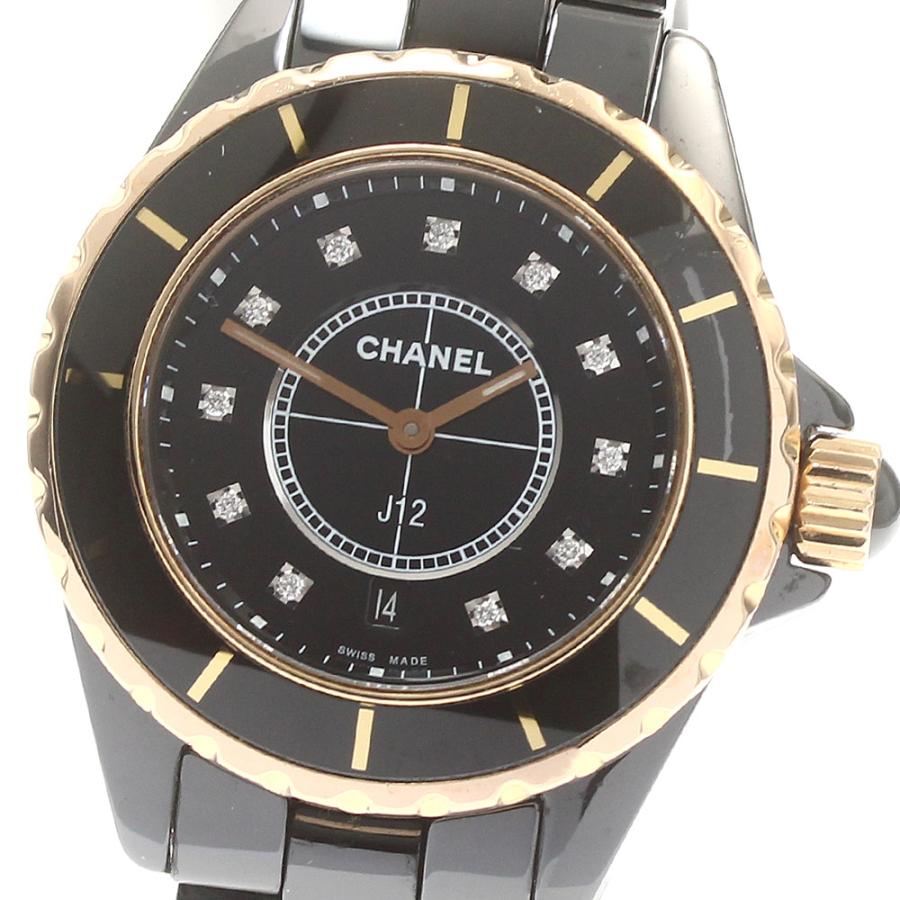シャネル CHANEL H2543 J12 33MM 黒セラミック 11Pダイヤモンド PGベゼル デイト クォーツ レディース _893528 CHANEL（シャネル） CHANEL H2543 J12 33MM 黒セラミック 11P