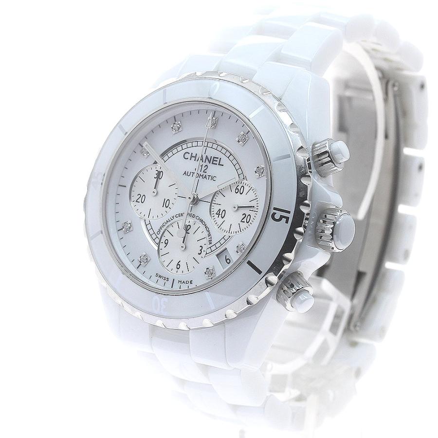 CHANEL（シャネル） CHANEL H2009 J12 白セラミック 9Pダイヤ クロノ