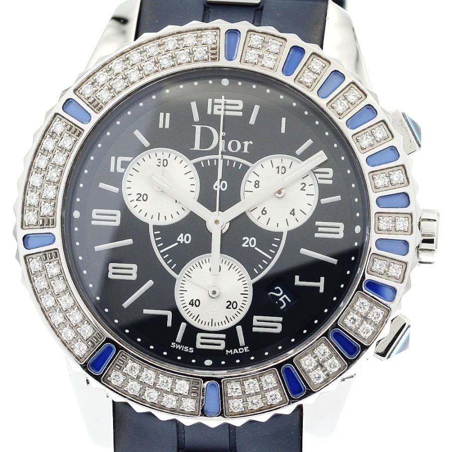 ディオール Dior CD114311 クリスタル ダイヤベゼル クロノ