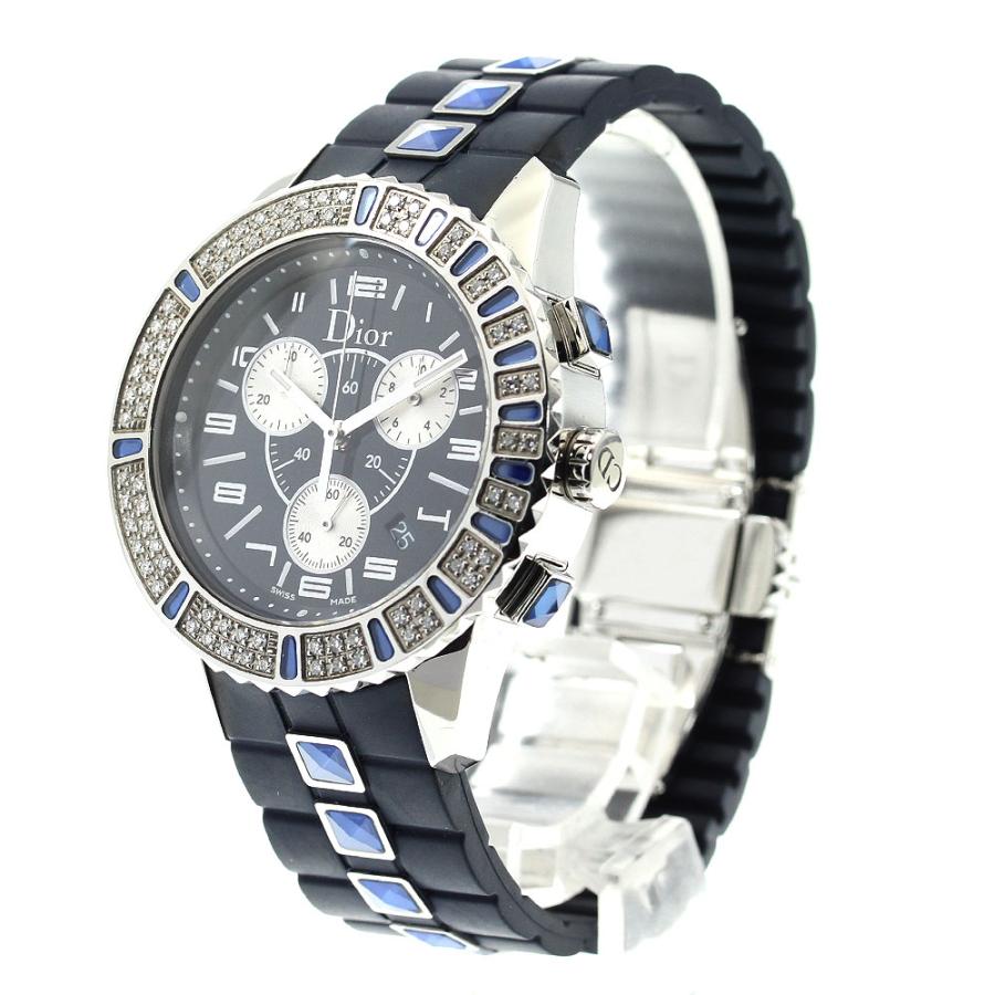 ディオール Dior CD114311 クリスタル ダイヤベゼル クロノグラフ