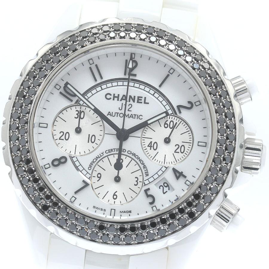 シャネル CHANEL H1664 J12 ホワイトセラミック ブラックダイヤベゼル クロノグラフ 自動巻き メンズ _959916 CHANEL（シャネル） CHANEL H1664 J12 ホワイトセラミック ブラック