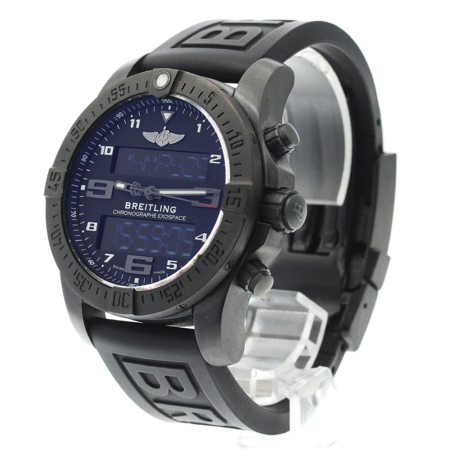 BREITLING ブライトリング エクゾスペース B55 ナイトミッション VB5510 デイト クロノグラフ 100m防水 黒 ブラック Ti ブラックチタン 純正ベルト 純正尾錠 メンズ デジアナ クォーツ【6ヶ月保証】【腕時計】【中古】 ブライトリング（BREITLING） BREITLING VB5510 エクゾスペース B55
