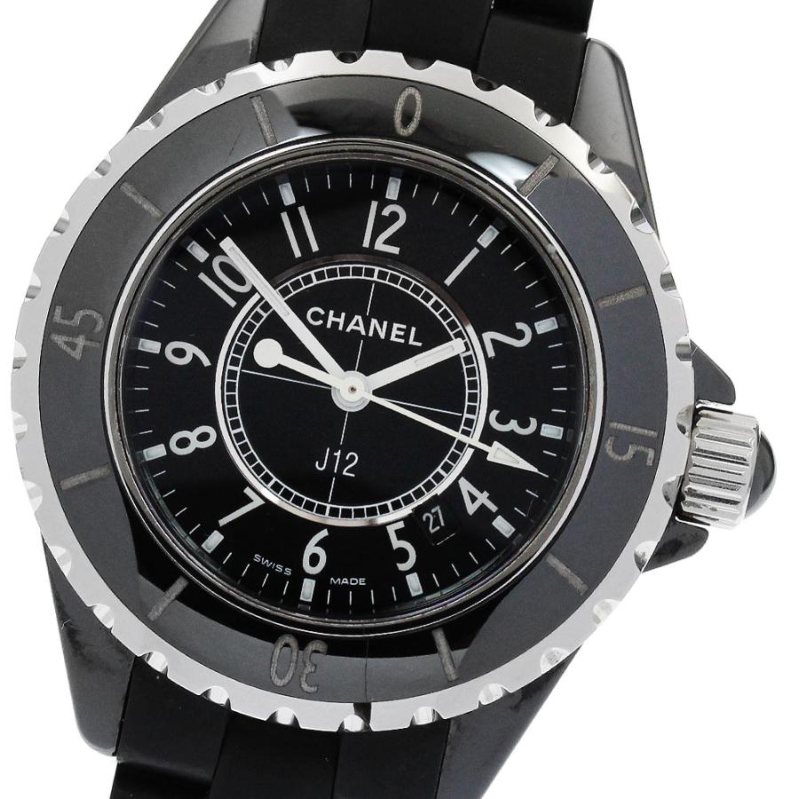 CHANEL シャネル H0681 J12 黒セラミック デイト クォーツ レディース