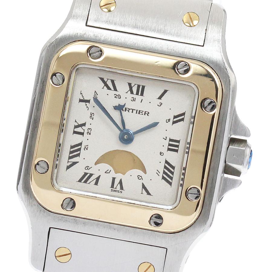 訳あり カルティエ CARTIER W20008C4 サントスガルベ SM YGコンビ ムーンフェイズ クォーツ レディース _905016 Cartier（カルティエ） 訳あり CARTIER W20008C4 サントスガルベ SM YG