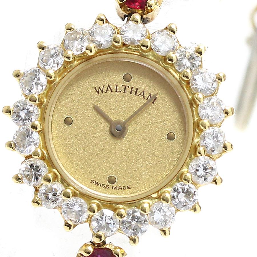 WALTHAM ウォルサム 93270.65 K18YG ダイヤベゼル ルビー クォーツ  