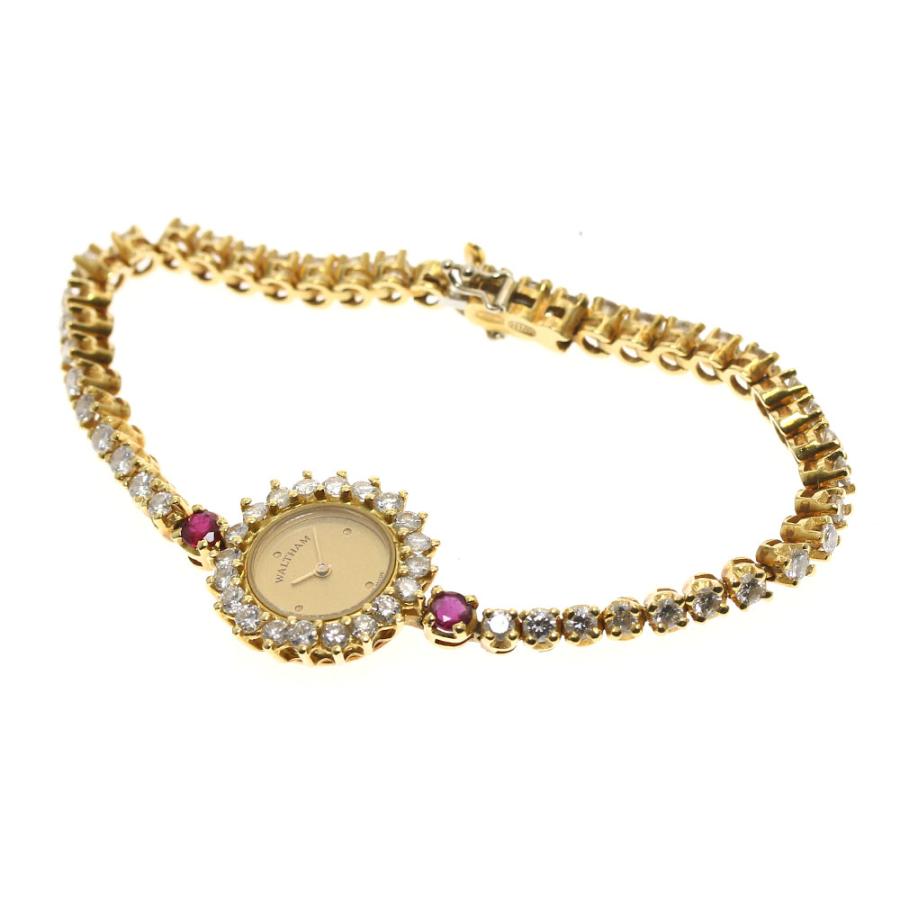 WALTHAM ウォルサム 93270.65 K18YG ダイヤベゼル ルビー クォーツ  