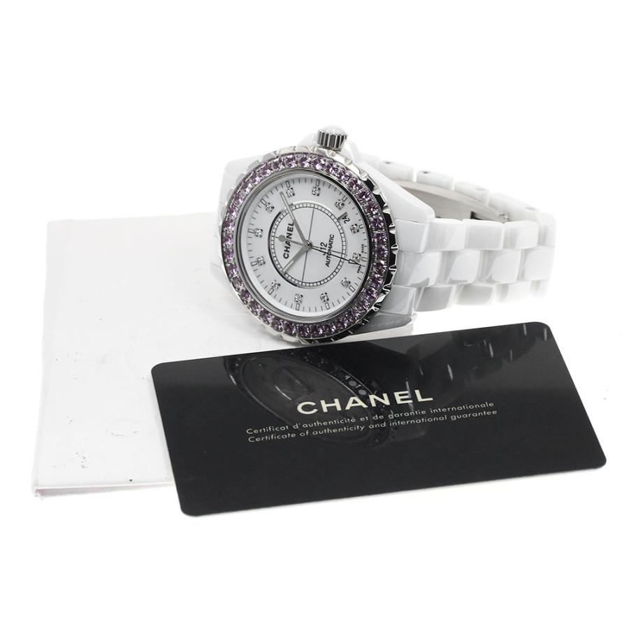 シャネル CHANEL H2011 J12 ピンクサファイアベゼル 白セラミック 12Pダイヤ 自動巻き メンズ 良品 保証書付き_891542 CHANEL（シャネル） CHANEL H2011 J12 ピンクサファイアベゼル 白