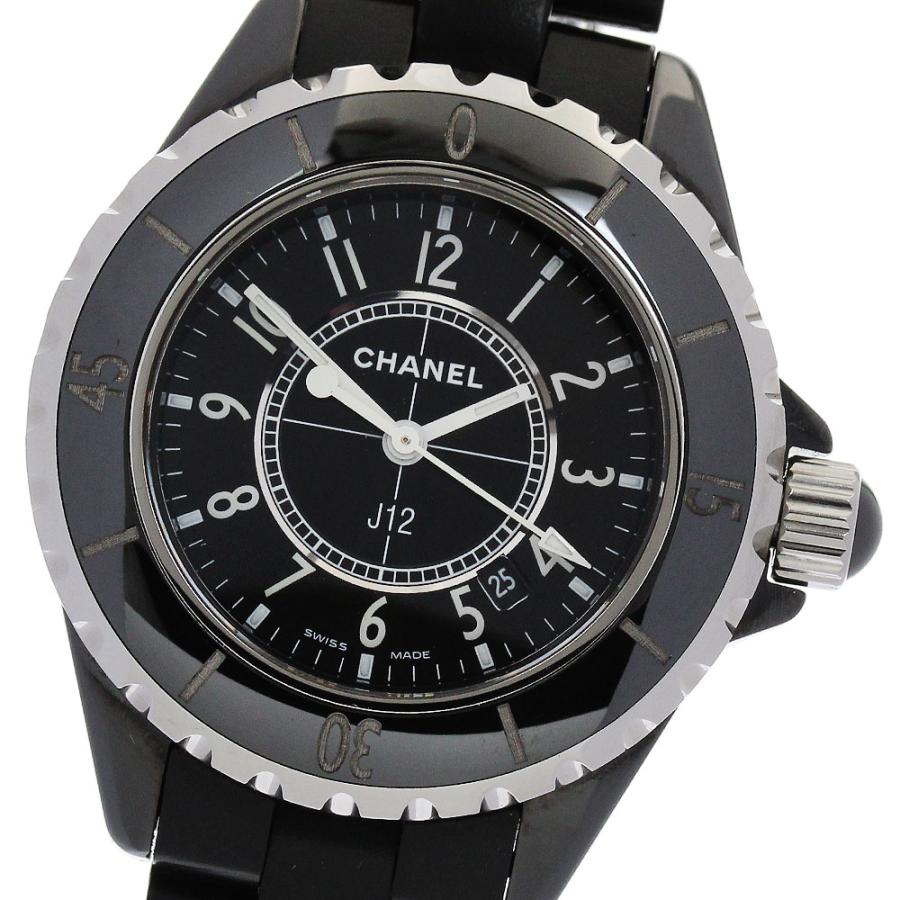 CHANEL シャネル H0681 J12 黒セラミック デイト クォーツ レディース  