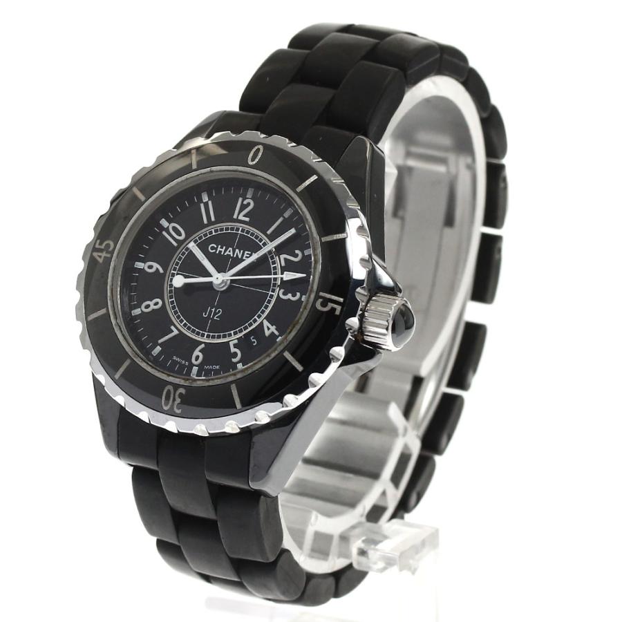 CHANEL シャネル H0681 J12 黒セラミック デイト クォーツ レディース  