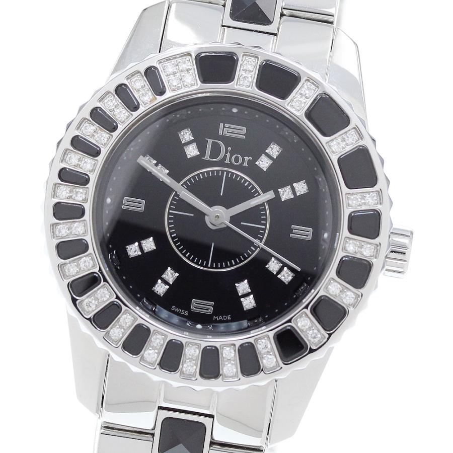 訳あり ディオール Dior CD112116 クリスタル ダイヤベゼル クォーツ