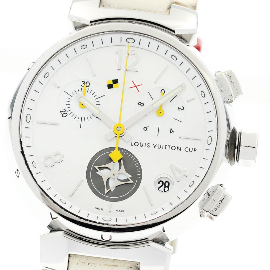 LOUIS VUITTON 訳あり ルイ・ヴィトン Q11BA タンブール デイト クロノ  