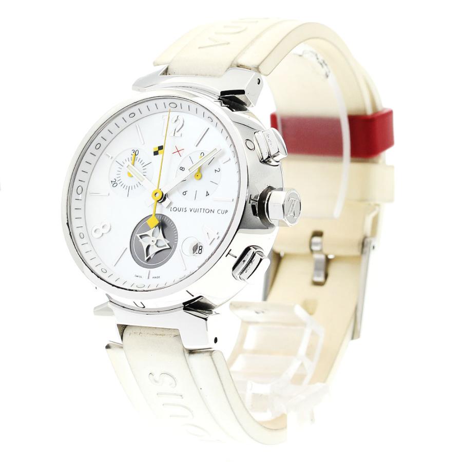 LOUIS VUITTON 訳あり ルイ・ヴィトン Q11BA タンブール デイト クロノ  