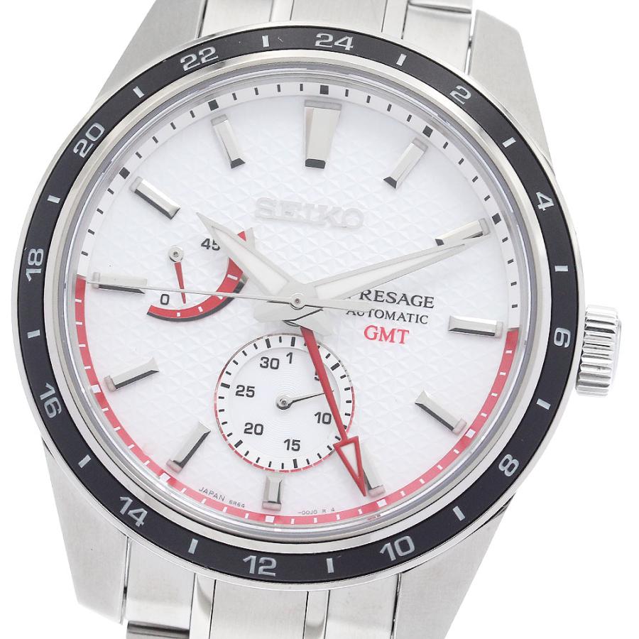 セイコー SEIKO 6R64ｰ00M0 SARF025 プレサージュ GMT JAL国際線 就航70周年記念 コラボレーション 限定モデル 腕時計 ホワイト文字盤 SS メンズ【中古】 SEIKO（セイコー） SEIKO SARF025/6R64-00M0 プレザージュ JAL国際線
