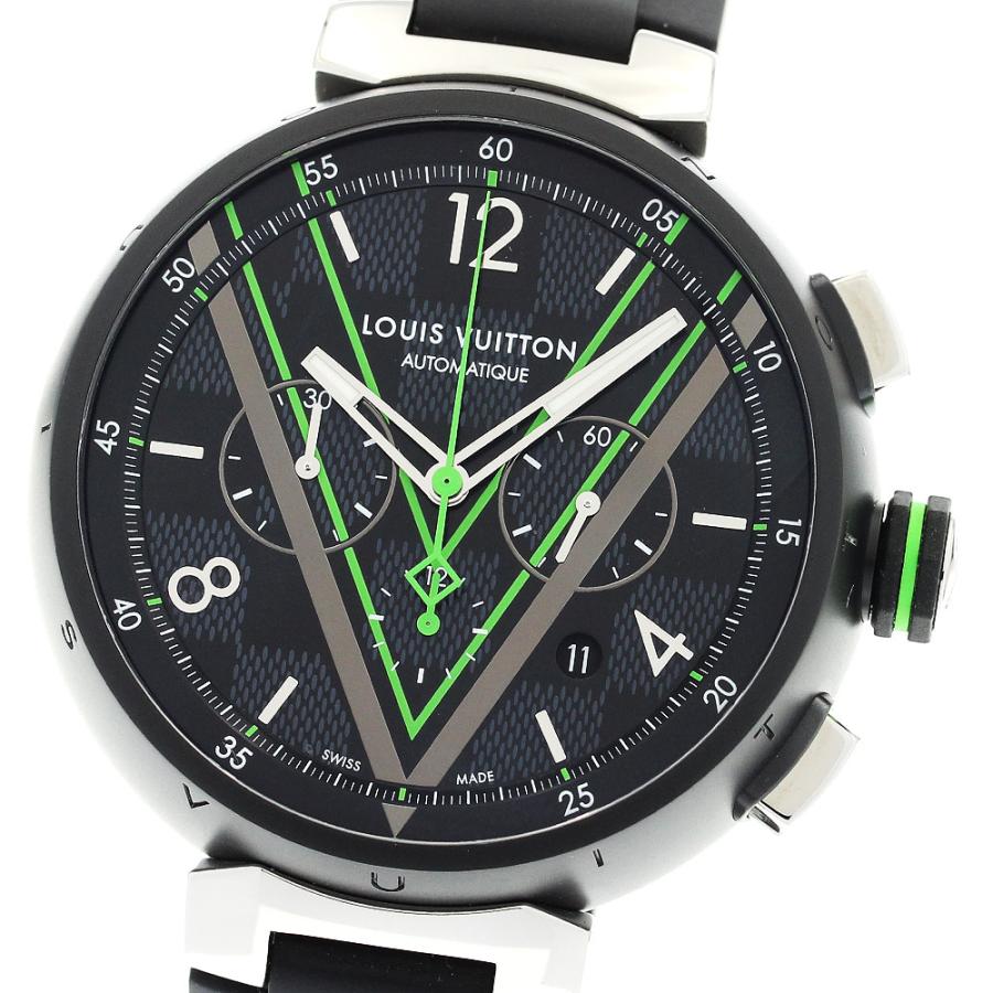 ルイ・ヴィトン LOUIS VUITTON QA130Z タンブール ダミエ・グラフィット レース クロノグラフ 自動巻き メンズ 美品 箱・保証書付き_907006 LOUIS VUITTON（ルイ・ヴィトン） LOUIS VUITTON QA130Z タンブール