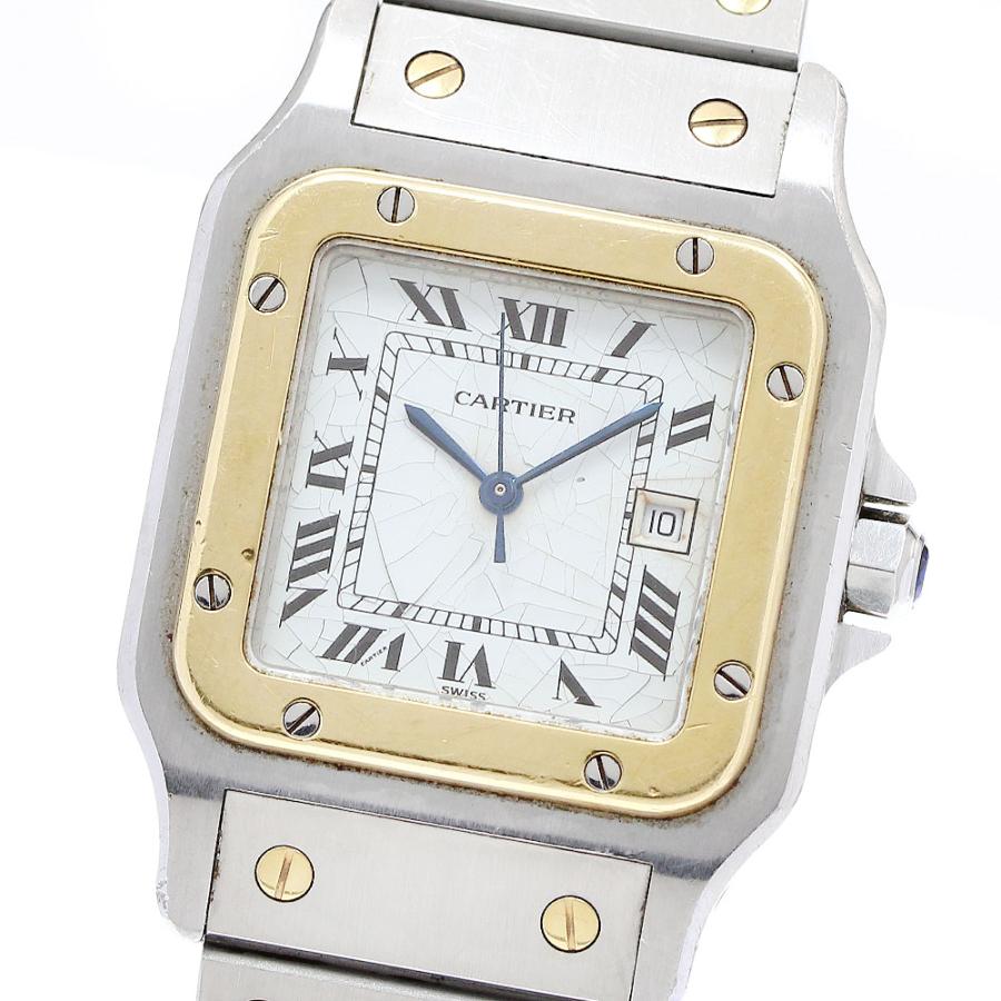 訳あり カルティエ CARTIER サントスガルベLM デイト コンビ 自動巻き メンズ _911652【ev20】 Cartier（カルティエ） 訳あり サントスガルベLM デイト コンビ 自動