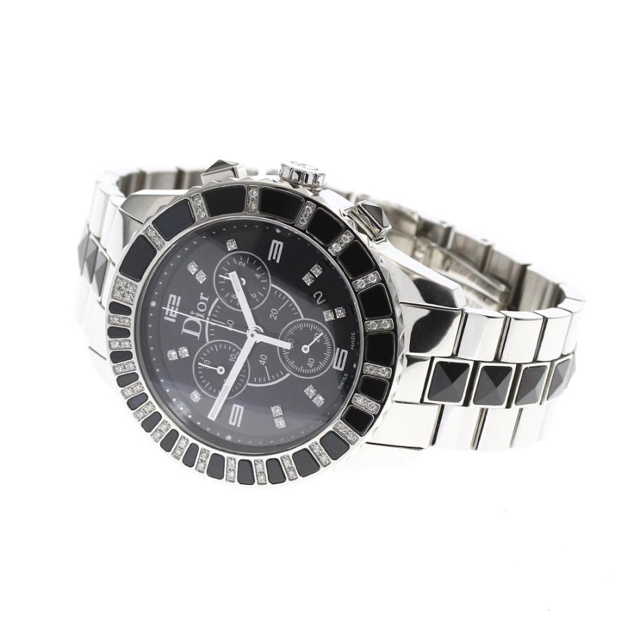 ディオール Dior CD11431E クリスタル ダイヤベゼル クロノグラフ  