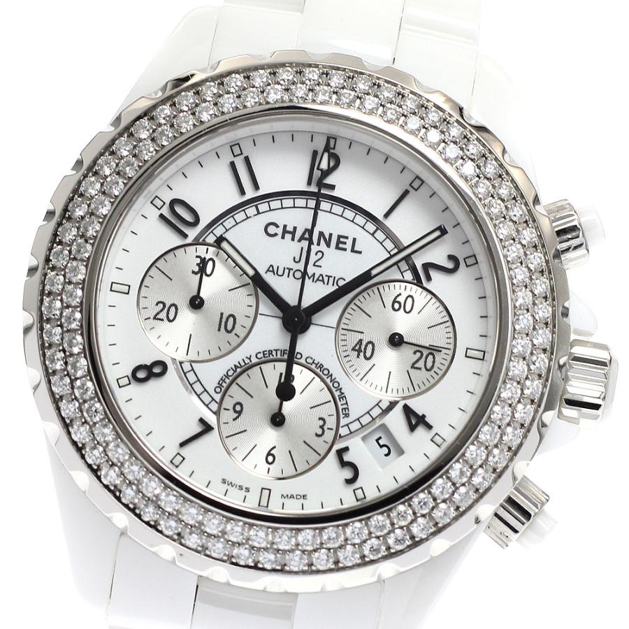シャネル CHANEL H1008 J12 クロノグラフ ダイヤベゼル 自動巻き メンズ 良品 _915184 CHANEL（シャネル） CHANEL H1008 J12 クロノグラフ ダイヤベゼル 自動