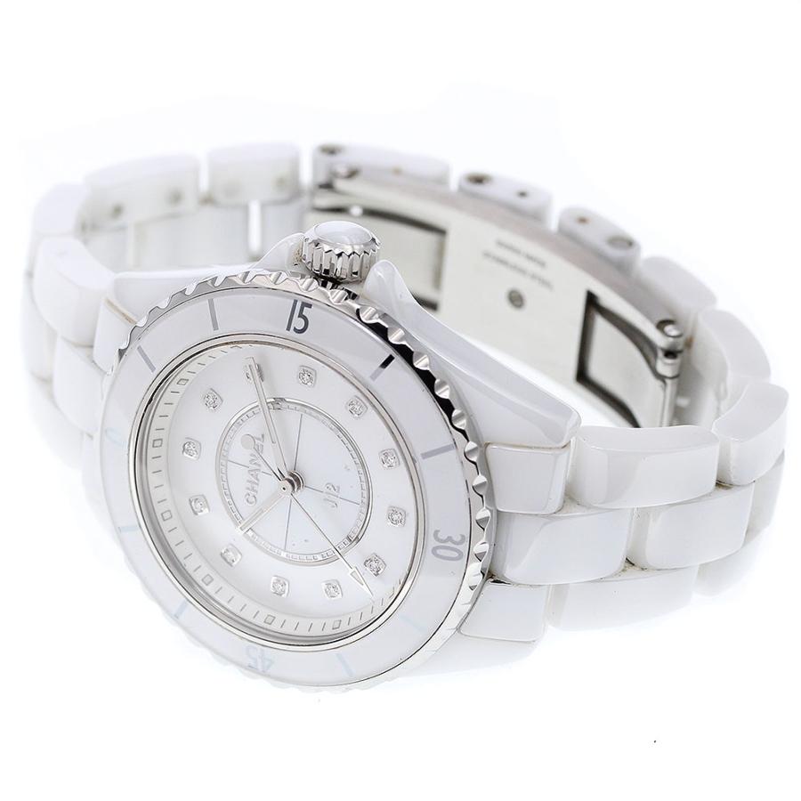 シャネル CHANEL H5704 J12 白セラミック 12Pダイヤ クォーツ レディース 箱・保証書付き_916887 CHANEL（シャネル） CHANEL H5704 J12 白セラミック 12Pダイヤ