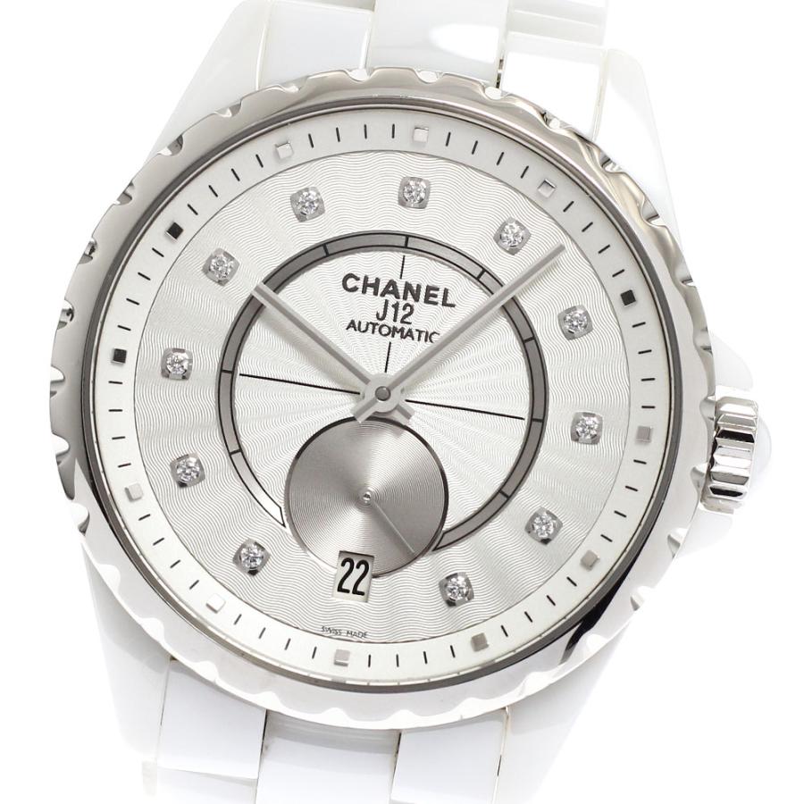 シャネル CHANEL H4345 J12 白セラミック 11Pダイヤ デイト 自動巻き ボーイズ 美品 保証書付き_915899 CHANEL（シャネル） CHANEL H4345 J12 白セラミック 11Pダイヤ デイト