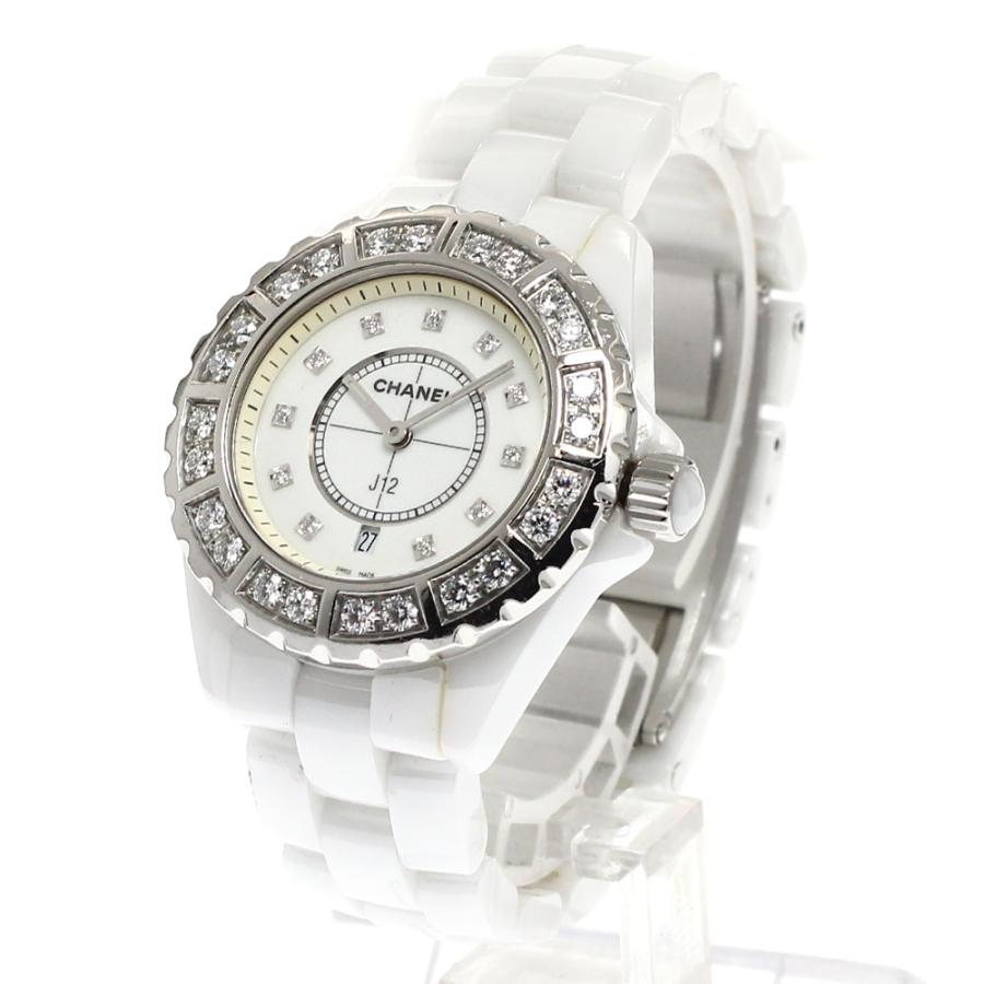 シャネル CHANEL H2429 J12 白セラミック ダイヤベゼル デイト 11Pダイヤ クォーツ レディース _899315 CHANEL（シャネル） CHANEL H2429 J12 白セラミック ダイヤベゼル