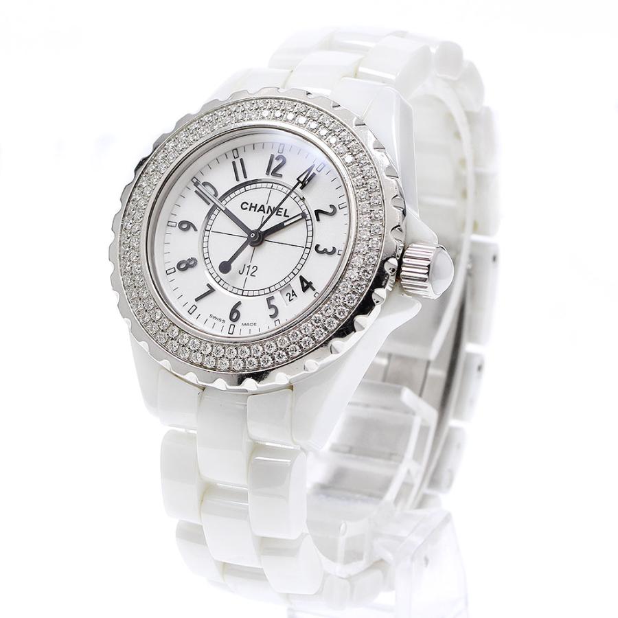 シャネル CHANEL H0967 J12 ダイヤベゼル 白セラミック デイト クォーツ レディース 保証書付き_877313 CHANEL（シャネル） CHANEL H0967 J12 ダイヤベゼル 白セラミック