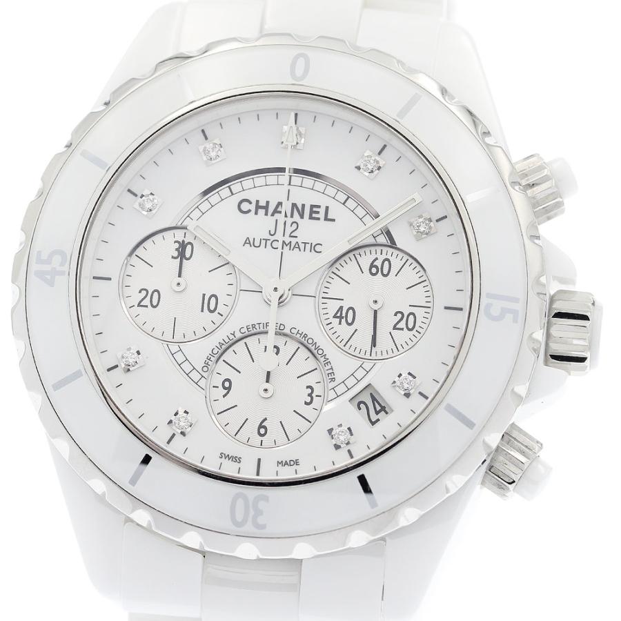 シャネル CHANEL H2009 J12 白セラミック 9Pダイヤ クロノグラフ 自動巻き メンズ _770527 CHANEL（シャネル） CHANEL H2009 J12 白セラミック 9Pダイヤ クロノ