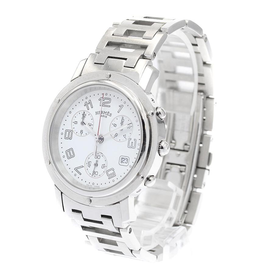 エルメス クリッパー クロノ CL1.910 ホワイト メンズ 時計 動作品 HERMES（エルメス） HERMES CL1.910 クリッパー クロノ デイト クロノ