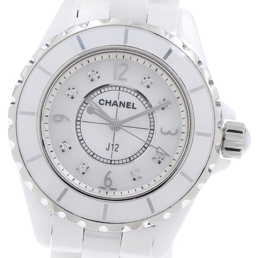 シャネル CHANEL H2422 J12 33ｍｍ 白セラミック 8Pダイヤ クォーツ レディース 良品 保証書付き_918326 CHANEL（シャネル） CHANEL H2422 J12 33mm 白セラミック 8Pダイヤ
