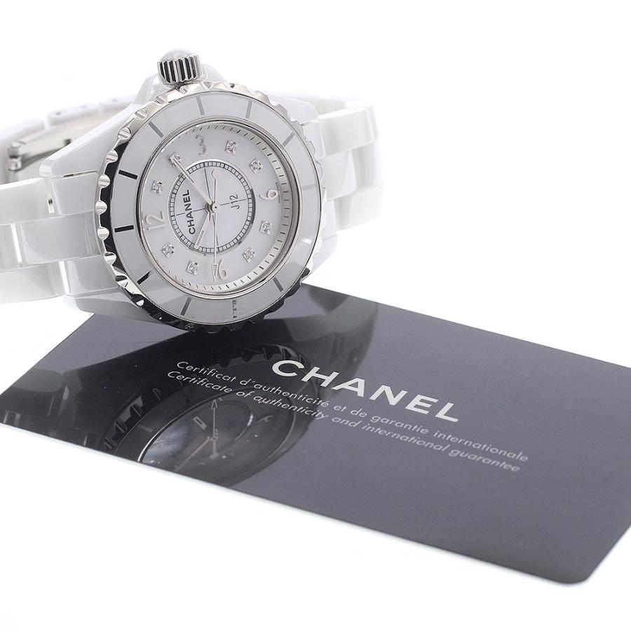 シャネル CHANEL J12 33mm H2422 レディース 腕時計 8P ダイヤ ホワイトシェル 文字盤 ホワイト セラミック クォーツ ウォッチ VLP 90203590 CHANEL（シャネル） CHANEL H2422 J12 33mm 白セラミック 8Pダイヤ