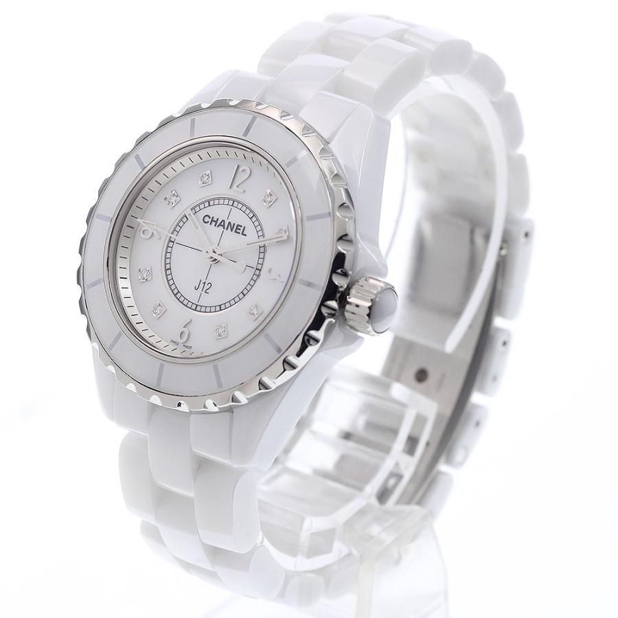 シャネル CHANEL J12 33mm H2422 レディース 腕時計 8P ダイヤ ホワイトシェル 文字盤 ホワイト セラミック クォーツ ウォッチ VLP 90203590 CHANEL（シャネル） CHANEL H2422 J12 33mm 白セラミック 8Pダイヤ