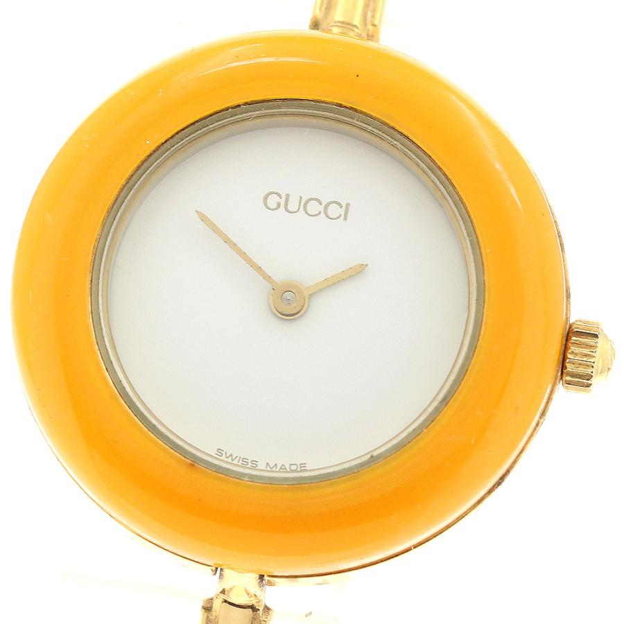GUCCI グッチ 11/12.2 ﾁｪﾝｼﾞﾍﾞｾﾞﾙｸｫｰﾂ腕時計 グッチ GUCCI チェンジベゼル 11/12.2 ホワイト 金メッキ クオーツ