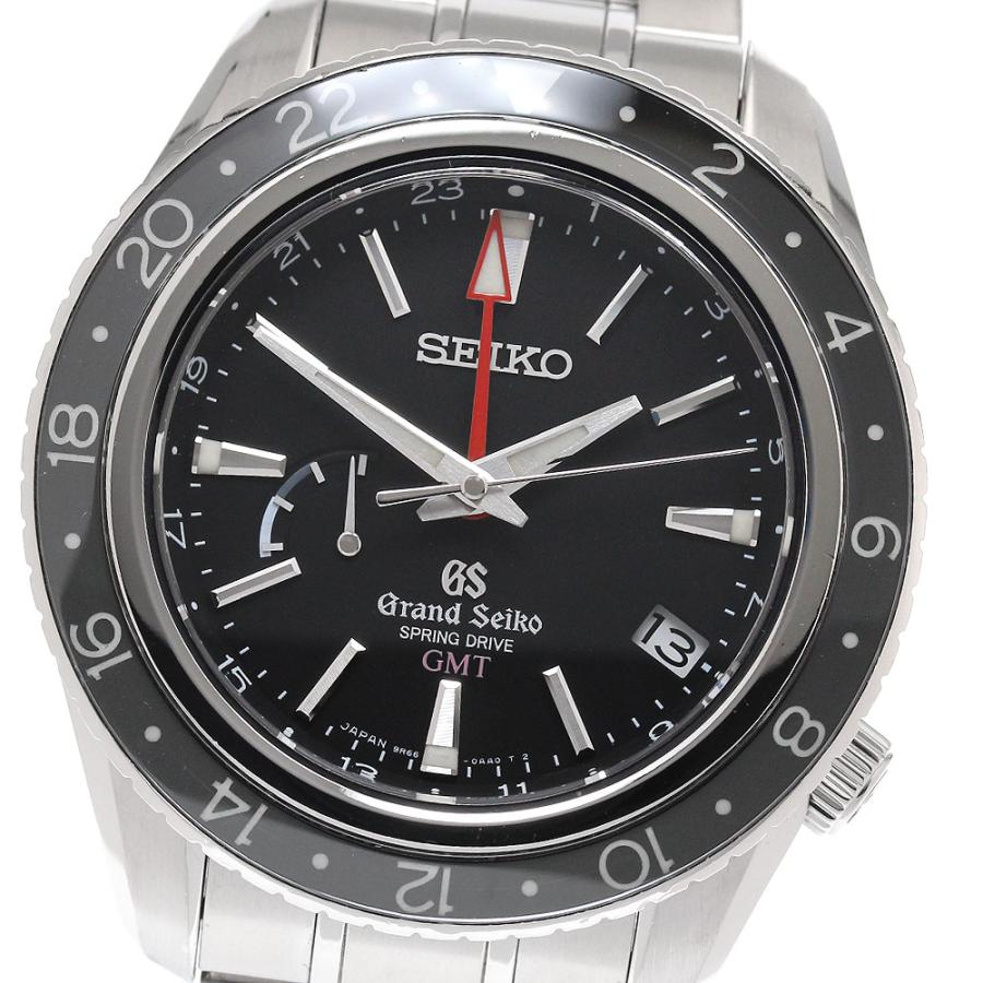 【動作良好・美品】腕時計 メンズ グランドセイコー GRAND SEIKO スポーツコレクション SBGE001 9R66-0AA0 スプリングドライブ 黒 デイト表示 パワーリザーブ GMT 20気圧防水 SEIKO（セイコー） SEIKO SBGE001/9R66-0AA0 グランドセイコー GMT