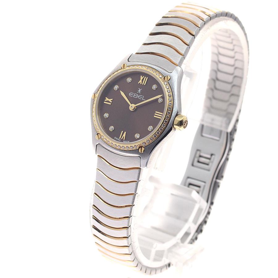 エベル EBEL 1216443A スポーツクラシック ミニ ダイヤベゼル 8Pダイヤ YGコンビ クォーツ レディース 良品 箱・保証書付き_954673の画像