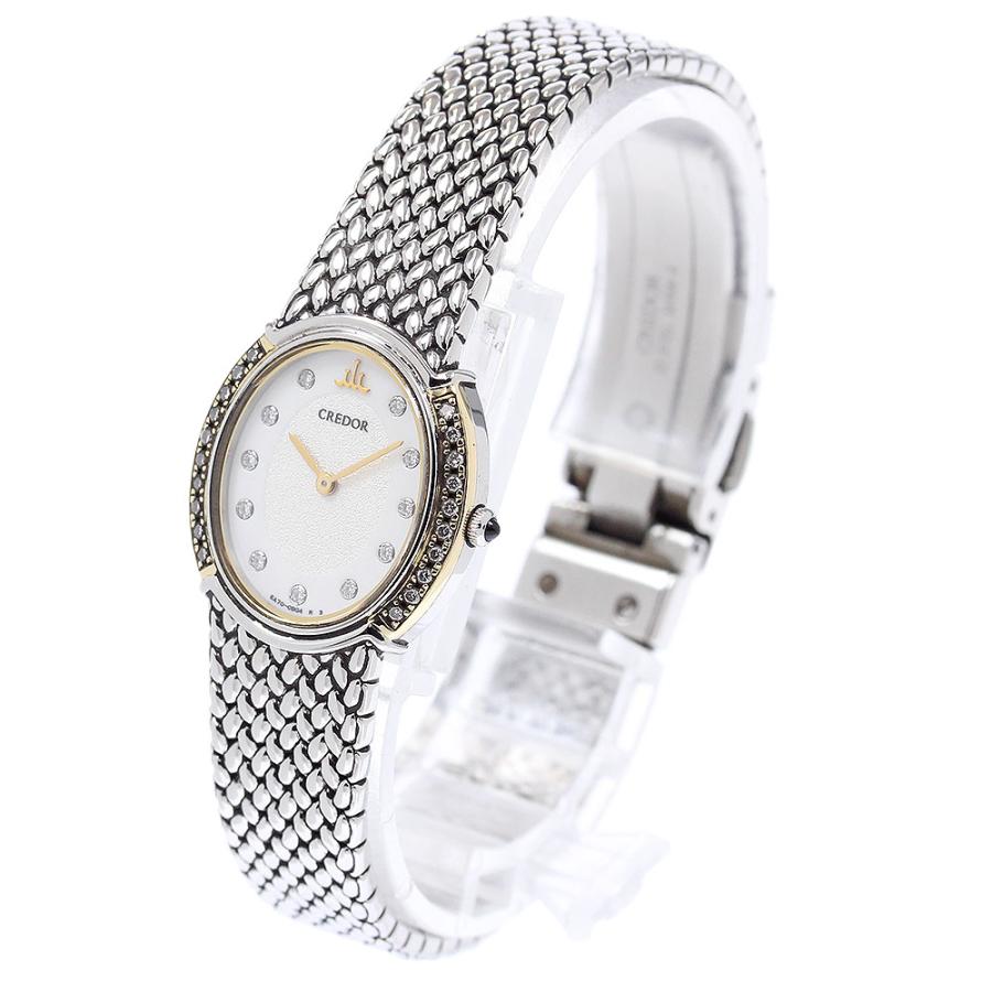セイコー SEIKO 5A70-0AT0/GSWE940 クレドール オーバル 11Pダイヤ サイドダイヤベゼル クォーツ レディース 良品 _954741の画像