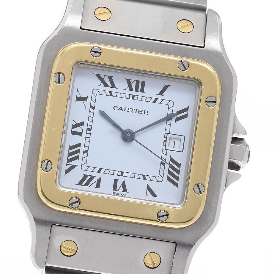 カルティエ CARTIER サントスガルベLM デイト YGベゼル 自動巻き メンズ _967825 Cartier（カルティエ） サントスガルベLM デイト YGベゼル 自動巻き