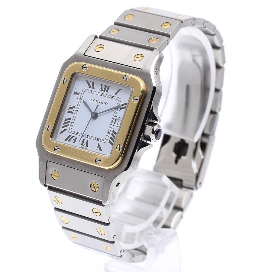 カルティエ CARTIER サントスガルベLM デイト YGベゼル 自動巻き メンズ _967825 Cartier（カルティエ） サントスガルベLM デイト YGベゼル 自動巻き